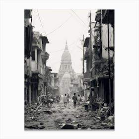 Yangon, Myanmar, Black And White Old Photo 1 Canvas Print