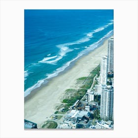 Gold Coast Aerial Drone Image Of Cityscape And Beachscape. Overlooking The Beach, Grass And City, Popular Queensland Hotels Canvas Print