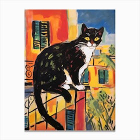 Painting Of A Cat In Rabat Morocco 2 Canvas Print