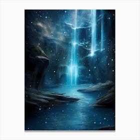 Waterfall In The Night 3 Canvas Print