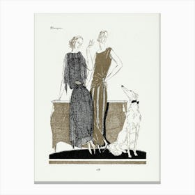 Two Women And A Dog Canvas Print