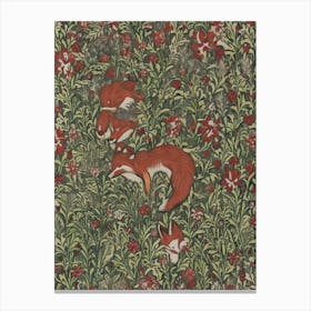 Foxes In The Grass 1 Canvas Print