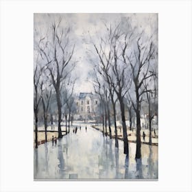 Winter City Park Painting Kensington Gardens London 2 Canvas Print