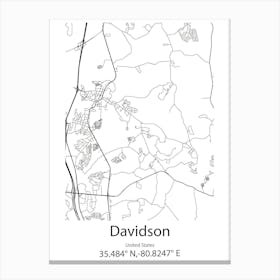 Davidson,United States Minimalist Map 1 Canvas Print