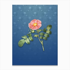 Vintage Japanese Rose Botanical on Bahama Blue Pattern n.0746 Canvas Print