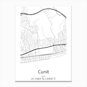 Cunit,Spain Minimalist Map Canvas Print