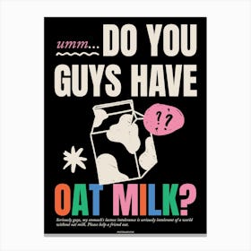 Oat Milk Art Print Colorful Canvas Print