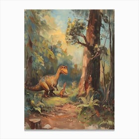 Dinosaur & Baby Dinosaur Storybook Painting 1 Canvas Print