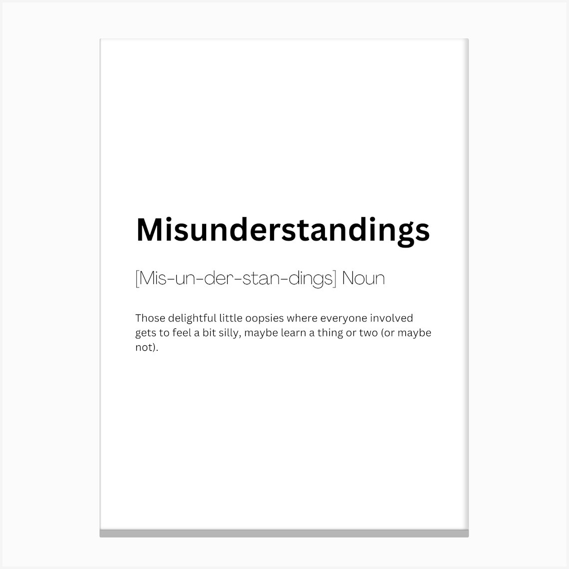 Misunderstandings Definition Meaning Canvas Print by Kaigozen