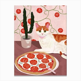 Cat And Pepperoni Pizza 1 Canvas Print