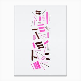 Marks Geometric Abstract Lines Pink Brown Canvas Print