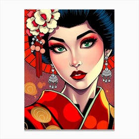 Geisha Color Illustration 2 Stampe su tela