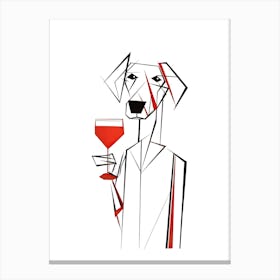 Dog And Cocktail Line Art 3 Canvas Print