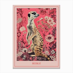 Floral Animal Painting Meerkat 1 Poster Canvas Print