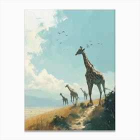 Herd Of Giraffes In The Wild 3 Canvas Print
