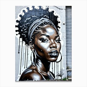 Graffiti Mural Of Beautiful Black Woman 325 Canvas Print