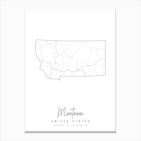 Montana Minimal Street Map Canvas Print