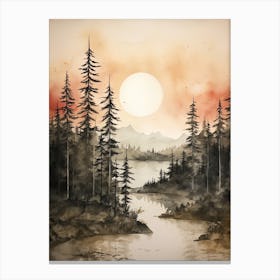 Watercolour Of Tongass National Forest   Alaska Usa 1 Canvas Print