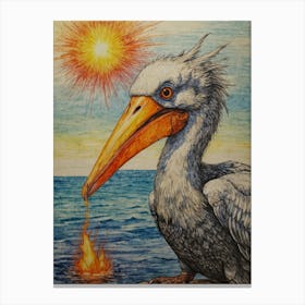 Pelican On Fire Canvas Print