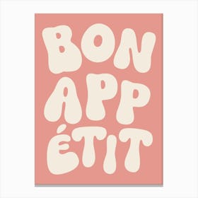 Bon Appetit - White & Pink Canvas Print