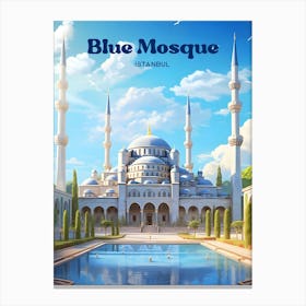 Blue Mosque Istanbul Turkey Travel Illustration Canvas Print