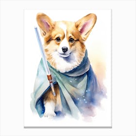 Corgi Dog As A Jedi 3 Canvas Print
