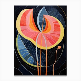 Flamingo Flower Anthurium 2 Hilma Af Klint Inspired Flower Illustration Canvas Print