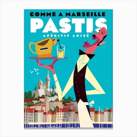 Marseille Pastis Poster Blue Canvas Print