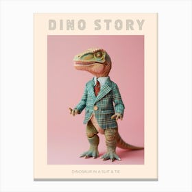 Pastel Toy Dinosaur In A Suit & Tie 4 Poster Canvas Print