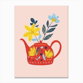 Teapot With Flowers 1 Canvas Print