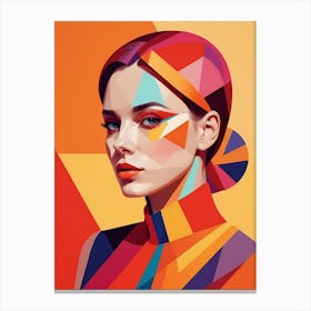 Colorful Geometric Woman Portrait Low Poly (18) Canvas Print