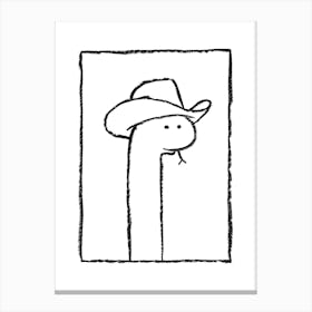 Squiggles The Snake In A Stetson Canvas Print