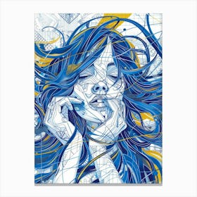 Girl With Blue Hair 10 Canvas Print