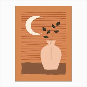 Moon And Flower Canvas Print