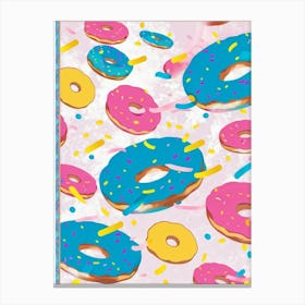 An Abstract Pattern Of Tiny Donuts Swirling With A Blend Of Pastel Pink Blue And Yellow Hues Set (7) Canvas Print