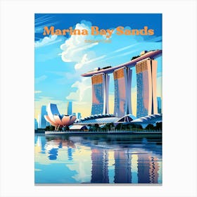 Marina Bay Sands Singapore Summer Travel Illustration Canvas Print