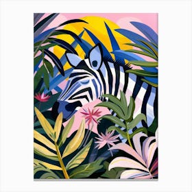 Zebra In The Jungle Canvas Print