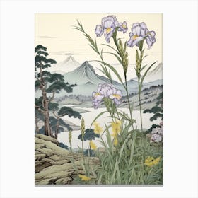Hanashobu Japanese Water Iris 2 Japanese Botanical Illustration Canvas Print