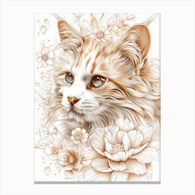 Cat With Flowers 12 Canvas Print