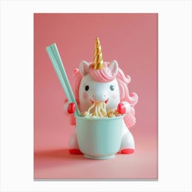 Toy Unicorn Pastel Eating Ramen 1 Canvas Print