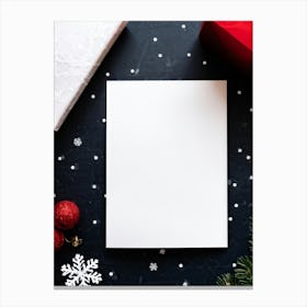 Abstract Winter Themed Illustration Featuring A Small White Ornament Framed By Satin Snowflakes On (6) Canvas Print