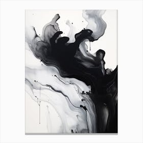 Fluidity Abstract Black And White 2 Canvas Print