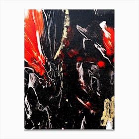 Black Red Botanical Abstract Painting Canvas Print
