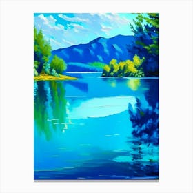 Crystal Clear Blue Lake Landscapes Waterscape Impressionism 2 Canvas Print