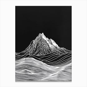 Goat Fell Mountain Line Drawing 4 Canvas Print