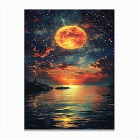 Moon Over The Ocean 1 Canvas Print