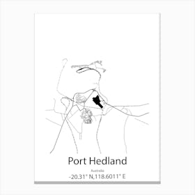 Port Hedland,Australia Minimalist Map Canvas Print