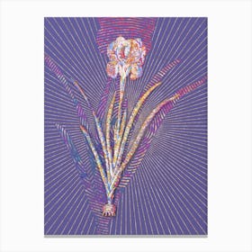 Geometric Mourning Iris Mosaic Botanical Art on Veri Peri Canvas Print