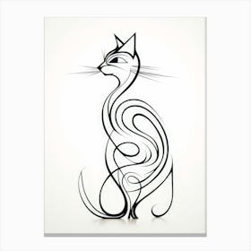 Cat Drawing Style Abstract Canvas Print