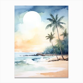 Watercolour Of Punaluu Beach   Hawaii Usa 0 Canvas Print